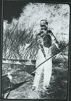 Difficult Prints: War Veteran Spading with Artificial Limbs