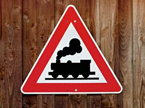 Warning sign, rail traffic
