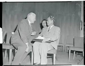 Warren R Prints: Warren Austin Speaking with Dr. Chang of Korea