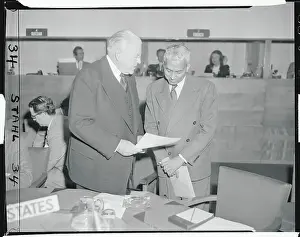 Warren Austin Speaking with Sir Benegal Rau