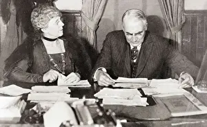 Harding Prints: Warren G. Harding Reviewing Election Reports