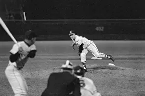 Behind Prints: Warren Spahn Pitching Seen from Batter