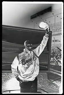 Tribute Prints: Warren Spahn Waves Cap Before Painting