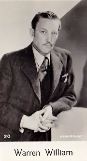 Warren William, Film Stars series, collectible C T Bridgewater cigarette card, 1940