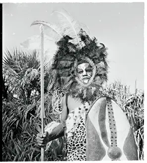 Warrior Greeting Visitors to Africa USA