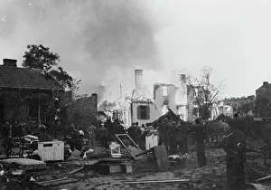 Warsaw Prints: Warsaw Home Burning after Bombing