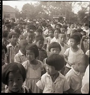 Seoul Prints: Wartime Students Gathered Outside School