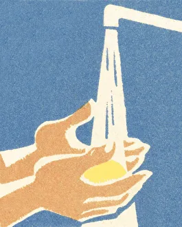 Blue Background Gallery: Washing hands