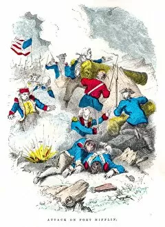 President Gallery: Washington attack on Ft Mifflin engraving 1859