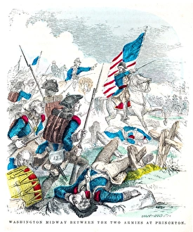 President Gallery: Washington battle of Princenton engraving 1859