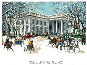 Horses Prints: Washington D.C. - White House - 1877