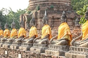 Images Dated 10th February 2015: Wat Yai Chai Monghon Bodhisattva Statues, Ayuthaya, Thailand