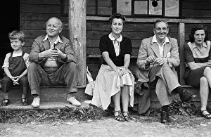 Prints of 18th September 1943: W B Curry, (second left). Headmaster of Dartington School, Margaret Room and Jim Griffiths, (second right) Legendary Moments & Global Spirit in Wall Art: Watching Cricket