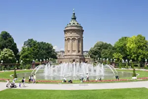 Fountain Prints: Water tower, Mannheim, Baden-Wuerttemberg, Germany, Europe