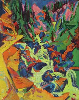 Prints of The waterfall, 1919. Private Collection. Artist Kirchner, Ernst Ludwig (1880-1938). (Photo by Fine Art Images/Heritage Images via Getty Images) Raw Rhythms: The Electric World of Ernst Ludwig Kirchner: The Waterfall