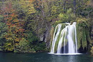 Southeast Europe Prints: Waterfall in autumn, Plitvice Lakes National Park, Croatia, Europe