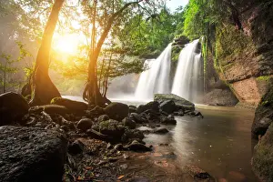 Unseen Prints: Waterfall cave, Haewsuwat waterfall at Khao Yai National Park, Thailand
