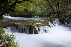 Southeast Europe Prints: Waterfall of the lower lakes, Plitvice Lakes National Park, Croatia, Europe
