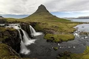 Images Dated 11th June 2014: Waterfall near Grundarfjordur, Kirkjufell at the back, Snaefellsnes peninsula, Iceland