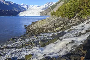 Images Dated 24th August 2010: Waterfall near Smith Glacier by College Fjord, Prince William Sound, Alaska, USA