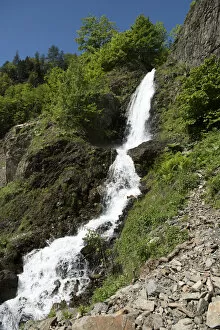 Deep Snow Collection: Waterfall at Road to Mestia of Svaneti region in Georgia