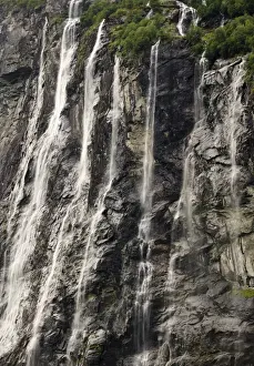 Waterfall The Seven Sisters, Geiranger Fjord, Norway, Scandinavia, Northern Europe
