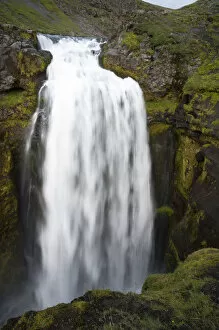 Waterfall on the Skoga river, Fimmvoerouhals hiking trail, or Fimmvoerduhals - Skogar, Suourland, Sudurland