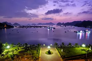 Southeast Prints: Waterfront promenade of Cat Ba, Halong Bay, Vietnam, Southeast Asia