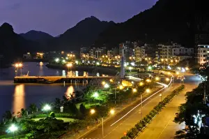Southeast Prints: Waterfront promenade of Cat Ba, Halong Bay, Vietnam, Southeast Asia