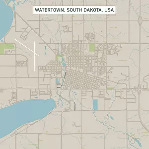 Images Dated 14th July 2018: Watertown South Dakota US City Street Map