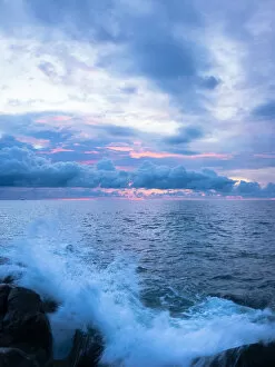 Images Dated 2nd February 2017: Wave splash at sunset, Dinawan Island, Sabah, Borneo