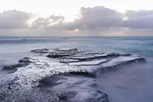 Images Dated 4th June 2015: Waves breaking over sandstone platforms, Arniston, Western Cape, South Africa