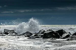 Surf Gallery: Waves charing on rocks, North Sea Coast, Holmes Country, Jutland, Denmark