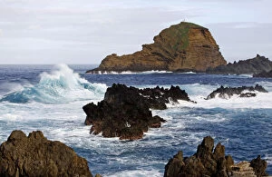 Volcanism Gallery: Waves, lava stone, Porto Moniz, Madeira, Portugal, Europe
