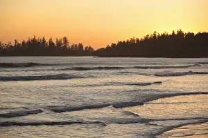 Prints of Waves At Long Beach A Surfers Paradise At Sunset In Pacific Rim National Park Near Tofino; British Columbia Canada UNESCO World Heritage Prints: Waves At Long Beach A Surfers Paradise At Sunset In Pacific Rim National Park Near Tofino; British Columbia Canada