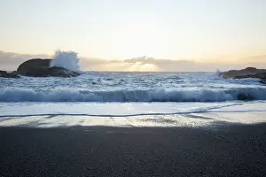 Sun Glare Prints: Waves At South Beach In Pacific Rim National Park Near Tofino