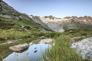 Images Dated 3rd August 2013: Waxeggkees Glacier, reflection in a small tarn, Zemmgrund valley, Ginzling, Zillertal valley