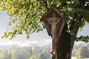 Wayside cross, Gaissach, Isarwinkel, Upper Bavaria, Bavaria, Germany, Europe Wayside cross, Gaissach, Isarwinkel, Upper Bavaria, Bavaria, Germany, Europe