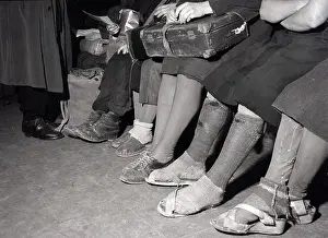 Raid Prints: Weary Feet Of Refugees, Air Raid Office
