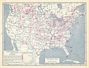 Rain Gallery: Weather map of United States 1895