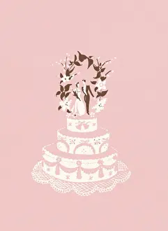 Illustration And Painti Prints: Wedding cake