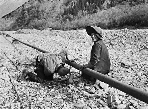 Welder Works On Pipeline 1 Welder Smiles