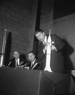 Scale Model Prints: Wernehr Von Braun with Model of Rocket