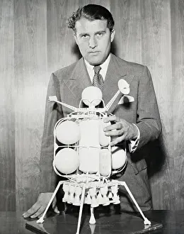 Scale Model Prints: Wernher von Braun with a Model Spacecraft