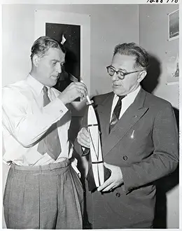 Scale Model Prints: Wernher Von Braun and Willy Ley with Model