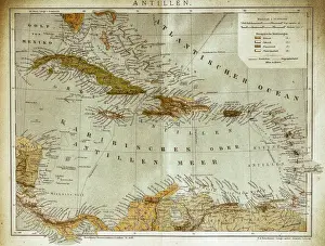 Bermuda Prints: West indies, Antilles map