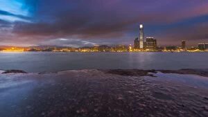 Images Dated 10th May 2014: West kowloon skyline at blue hour