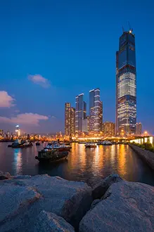 West kowloon typhoon shelter with skyscrapers