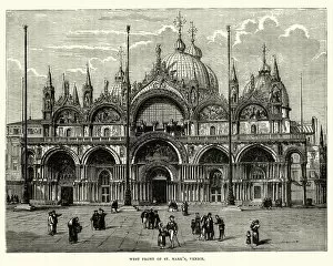 Venice Gallery: West Front of St Marks Venice, Italy, 19th Century