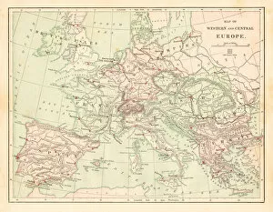 Images Dated 9th April 2018: Western and Central Europe map 1881